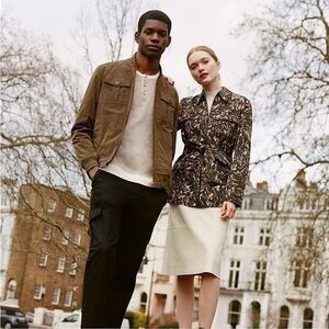 NWT TED BAKER Abstract Animal Print Urban Camo Belted Canvas Utility‎ Jacket 2